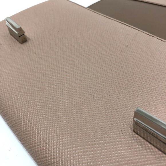 PRADA Cream Leather Saffiano Shoulder Bag - Picture 8 of 16